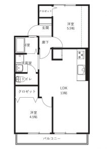 【募集用間取図】ハイユニメント中西205