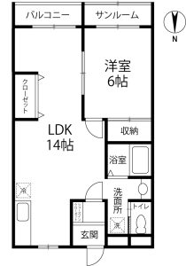 サザンハイツ_０１０３_間取り画像